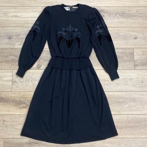 Vintage Black Long Sleeve Sweater Dress